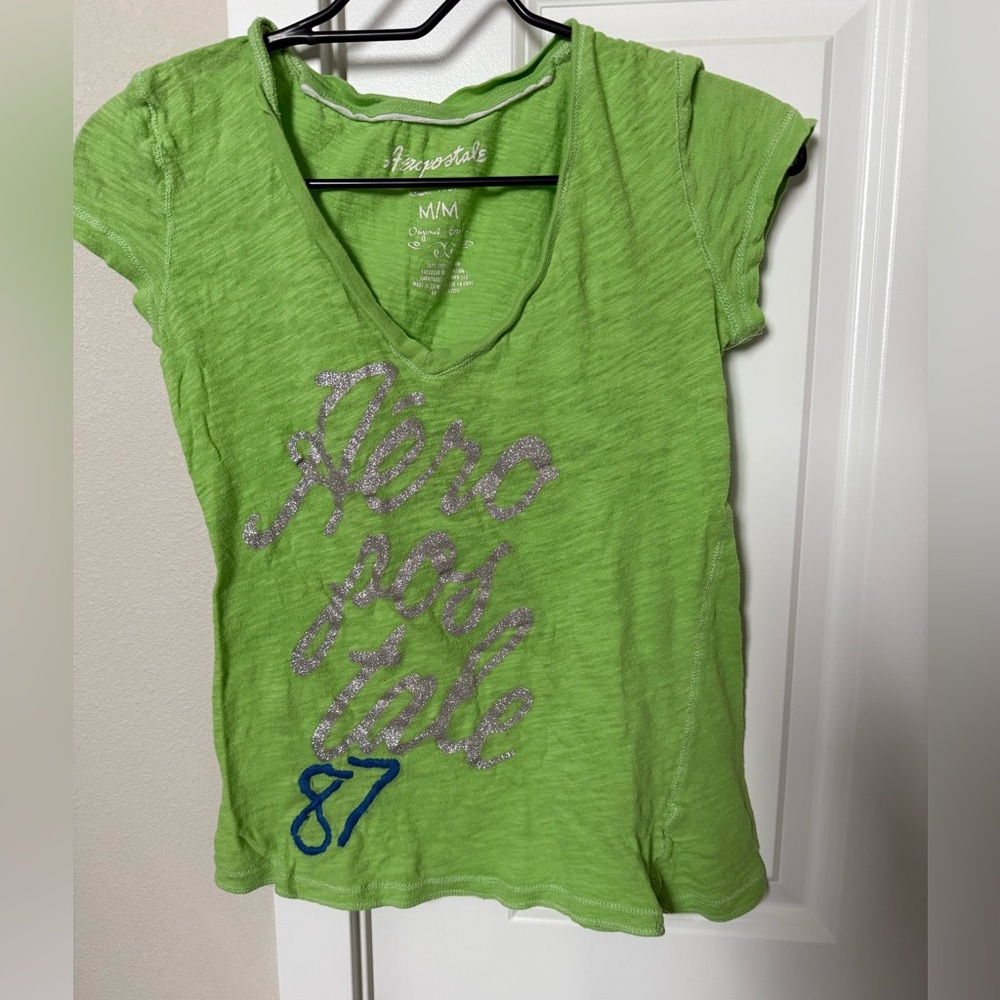 Aeropostale Green V-Neck Women's Top
